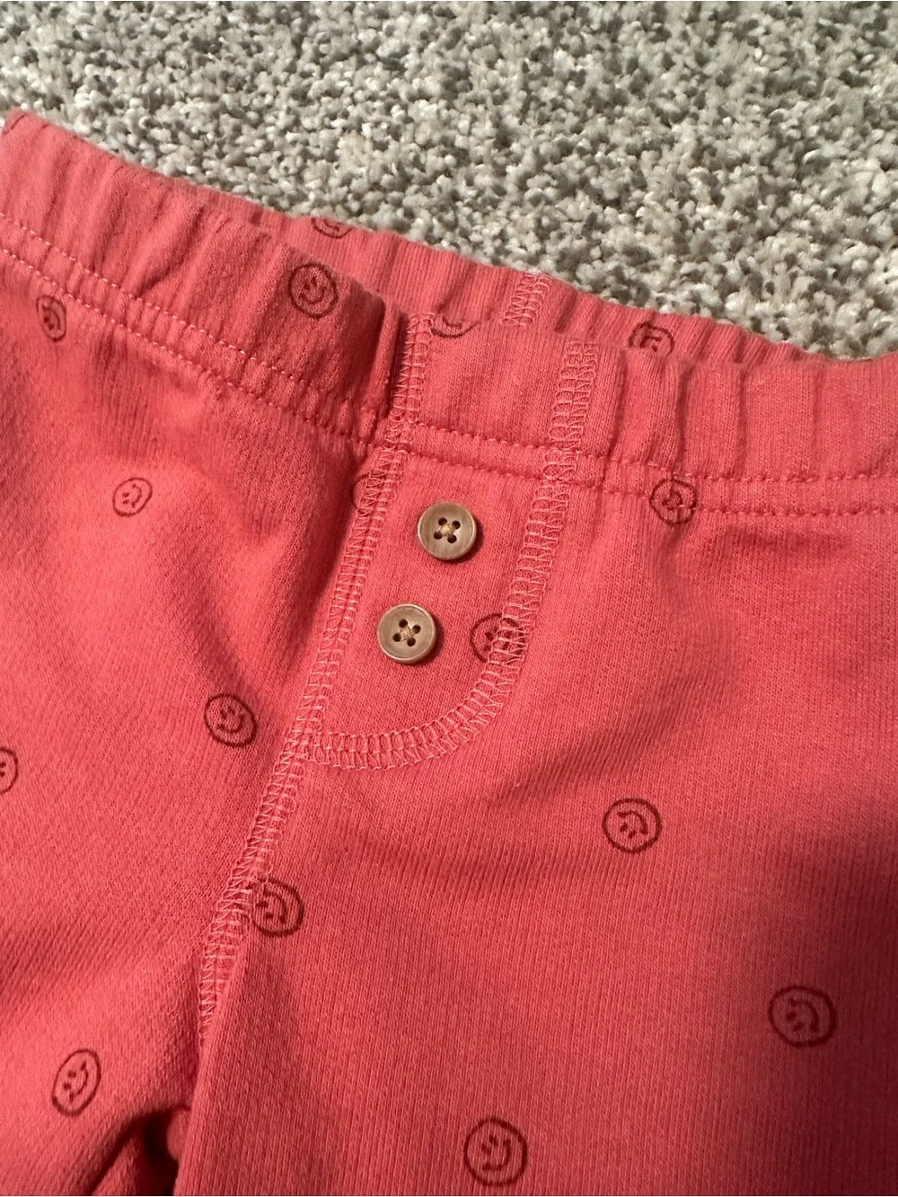 Carter’s Baby 3-6M Coral Pink Smiley Face Print Pants NWOT